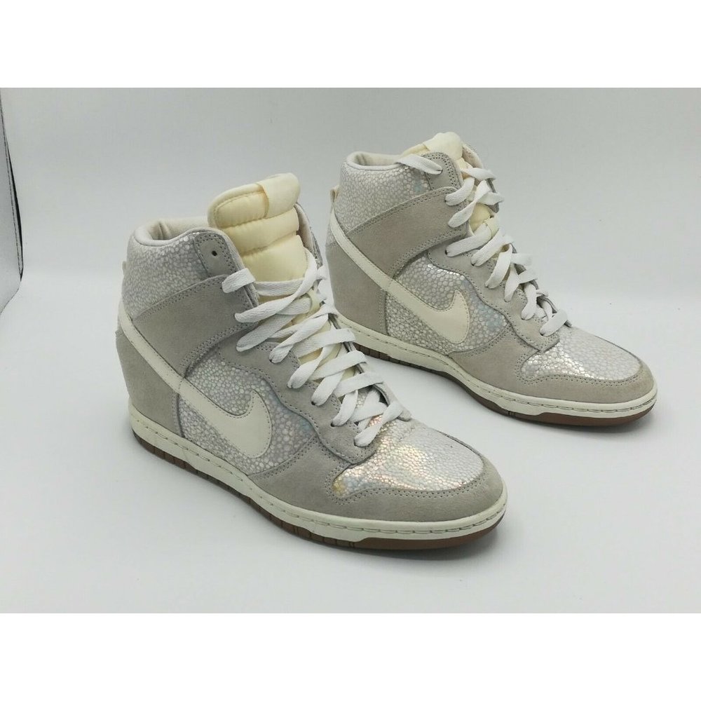 Nike Dunk Sky Hi Hidden Wedge Heel Sneaker Metallic Luster SaiI Women's US 8.5